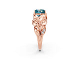 Rose gold Princess Cut Solitaire Leaf-Inspired Engagement Ring with Prong Setting_2
