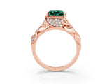 Rose gold Princess Cut Solitaire Leaf-Inspired Engagement Ring with Prong Setting_3
