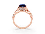 Rose gold Princess Cut Solitaire Leaf-Inspired Engagement Ring with Prong Setting_3