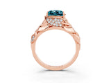 Rose gold Princess Cut Solitaire Leaf-Inspired Engagement Ring with Prong Setting_3