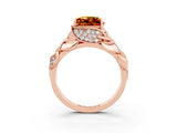 Rose gold Princess Cut Solitaire Leaf-Inspired Engagement Ring with Prong Setting_3