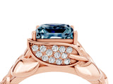 Rose gold Princess Cut Solitaire Leaf-Inspired Engagement Ring with Prong Setting_4