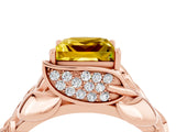 Rose gold Princess Cut Solitaire Leaf-Inspired Engagement Ring with Prong Setting_4