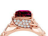 Rose gold Princess Cut Solitaire Leaf-Inspired Engagement Ring with Prong Setting_4