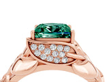 Rose gold Princess Cut Solitaire Leaf-Inspired Engagement Ring with Prong Setting_4