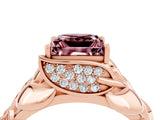 Rose gold Princess Cut Solitaire Leaf-Inspired Engagement Ring with Prong Setting_4