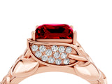 Rose gold Princess Cut Solitaire Leaf-Inspired Engagement Ring with Prong Setting_4