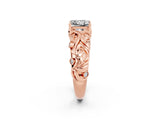 Rose gold Princess Cut Solitaire Moissanite Leaf-Inspired Vine Band Ring with Prong Setting_2