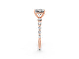Rose gold Princess Cut Solitaire Moissanite Ring with Pave Band and Four-Prong Setting_2