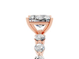 Rose gold Princess Cut Solitaire Moissanite Ring with Pave Band and Four-Prong Setting_5