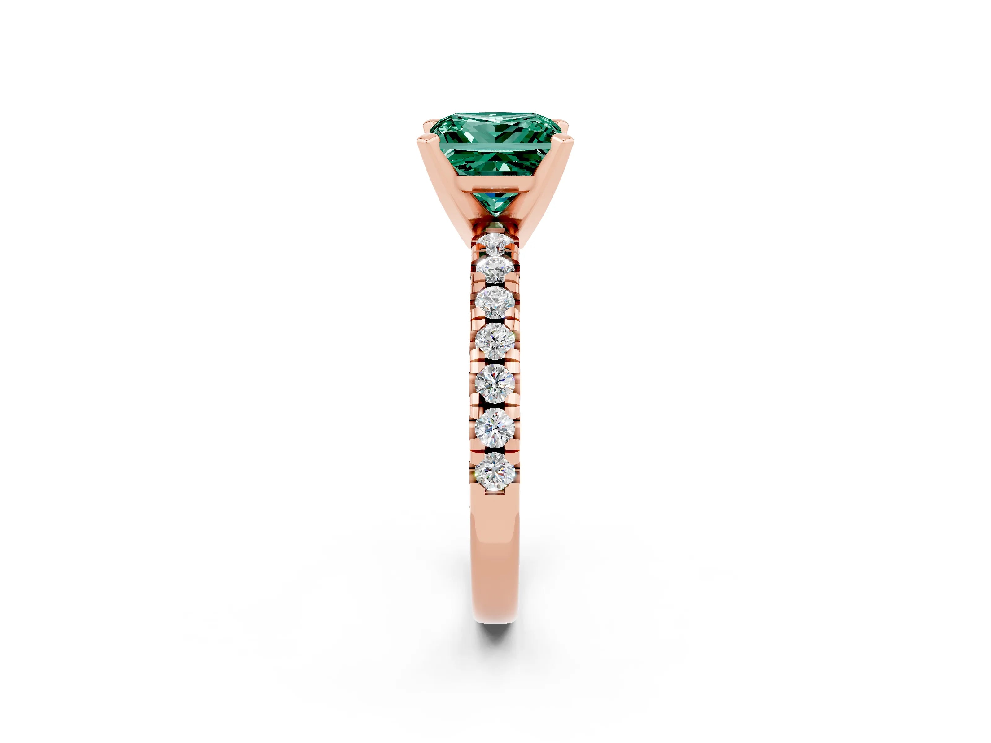 Rose gold Princess Cut Solitaire Pave Diamond Engagement Ring with Four-Prong Setting_2