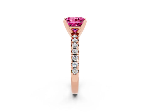 Rose gold Princess Cut Solitaire Pave Diamond Engagement Ring with Four-Prong Setting_2