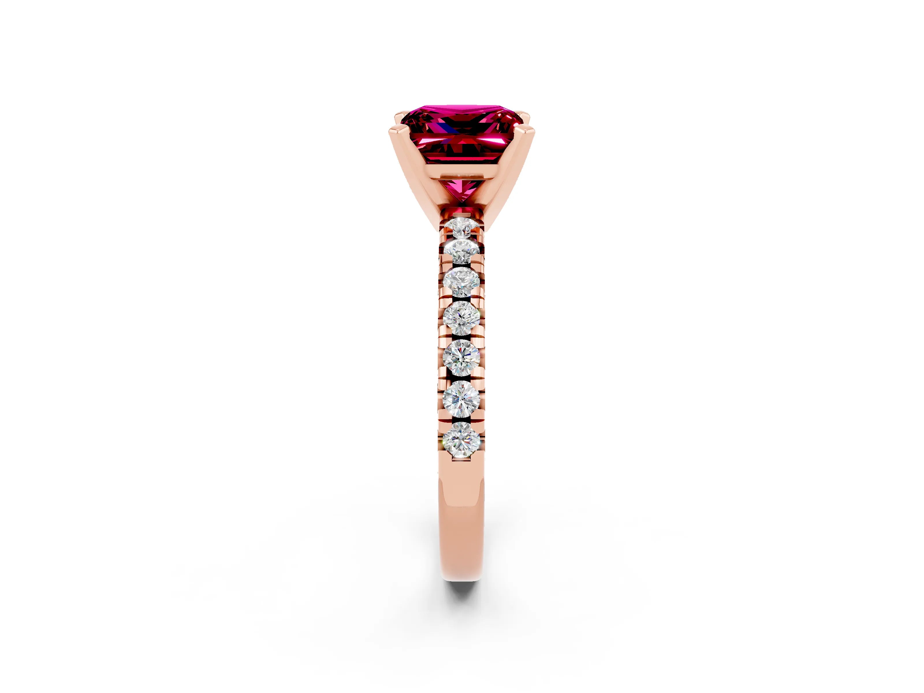 Rose gold Princess Cut Solitaire Pave Diamond Engagement Ring with Four-Prong Setting_2