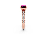 Rose gold Princess Cut Solitaire Pave Diamond Engagement Ring with Four-Prong Setting_2