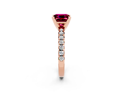 Rose gold Princess Cut Solitaire Pave Diamond Engagement Ring with Four-Prong Setting_2