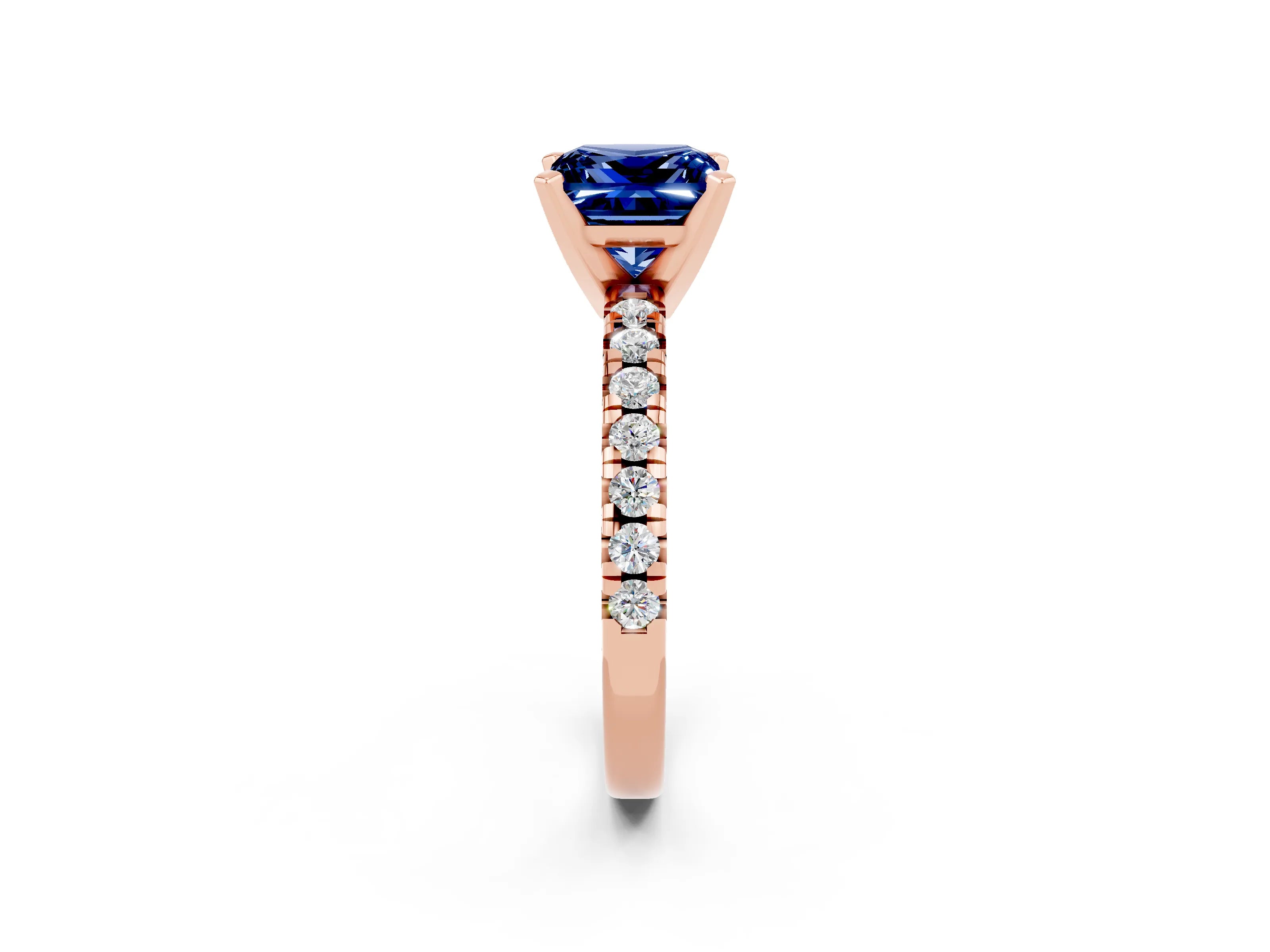 Rose gold Princess Cut Solitaire Pave Diamond Engagement Ring with Four-Prong Setting_2