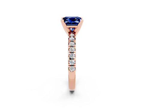 Rose gold Princess Cut Solitaire Pave Diamond Engagement Ring with Four-Prong Setting_2