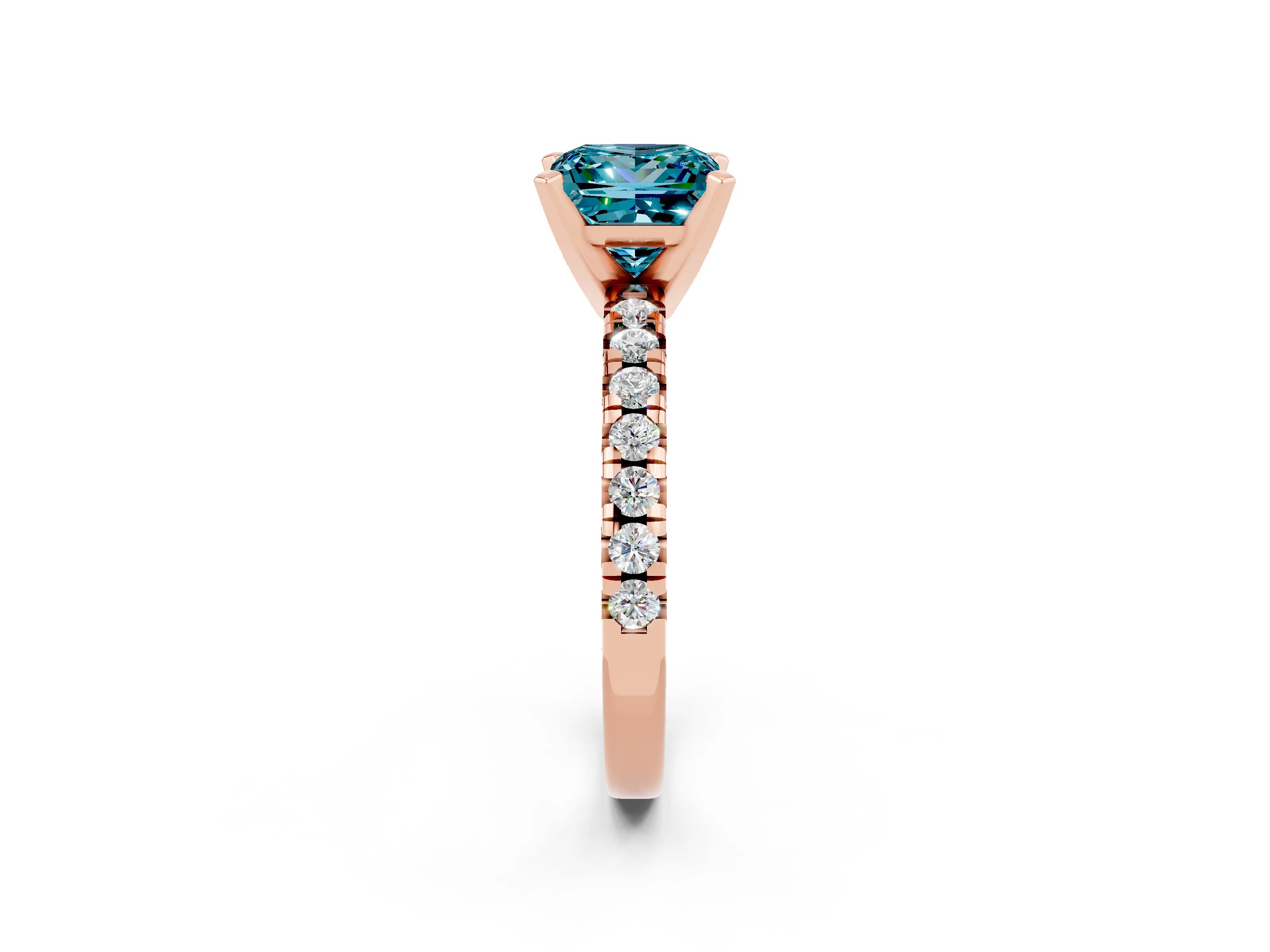 Rose gold Princess Cut Solitaire Pave Diamond Engagement Ring with Four-Prong Setting_2