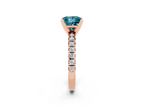 Rose gold Princess Cut Solitaire Pave Diamond Engagement Ring with Four-Prong Setting_2