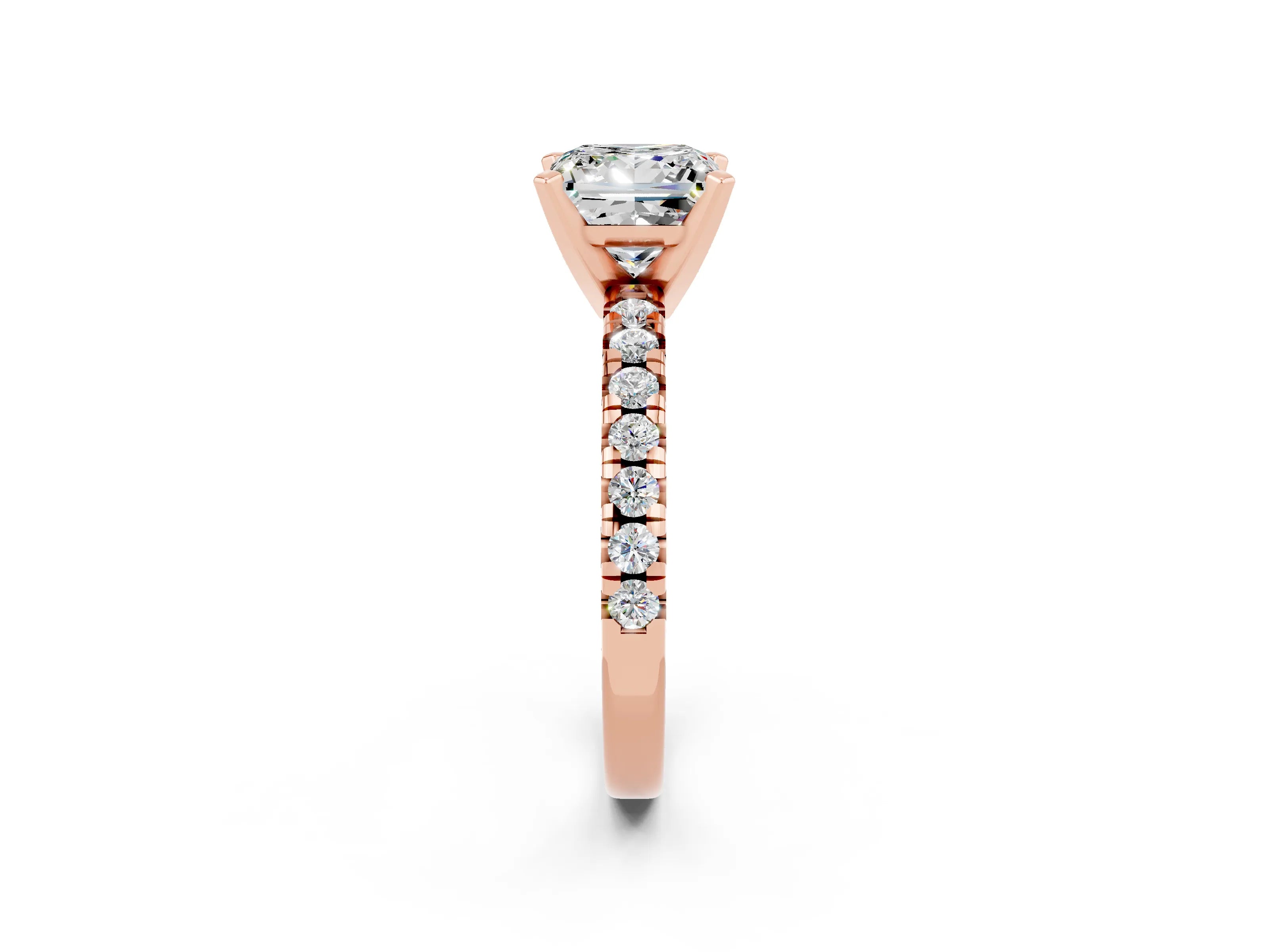Rose gold Princess Cut Solitaire Pave Diamond Engagement Ring with Four-Prong Setting_2