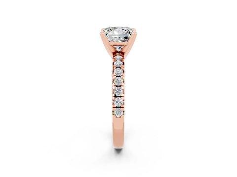 Rose gold Princess Cut Solitaire Pave Diamond Engagement Ring with Four-Prong Setting_2