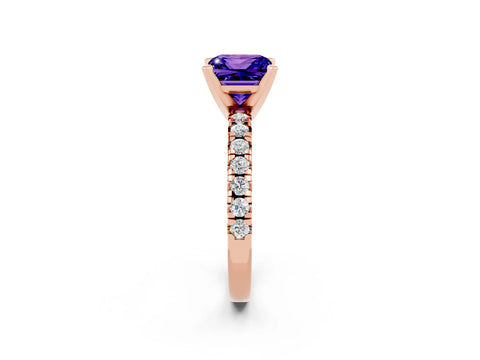 Rose gold Princess Cut Solitaire Pave Diamond Engagement Ring with Four-Prong Setting_2