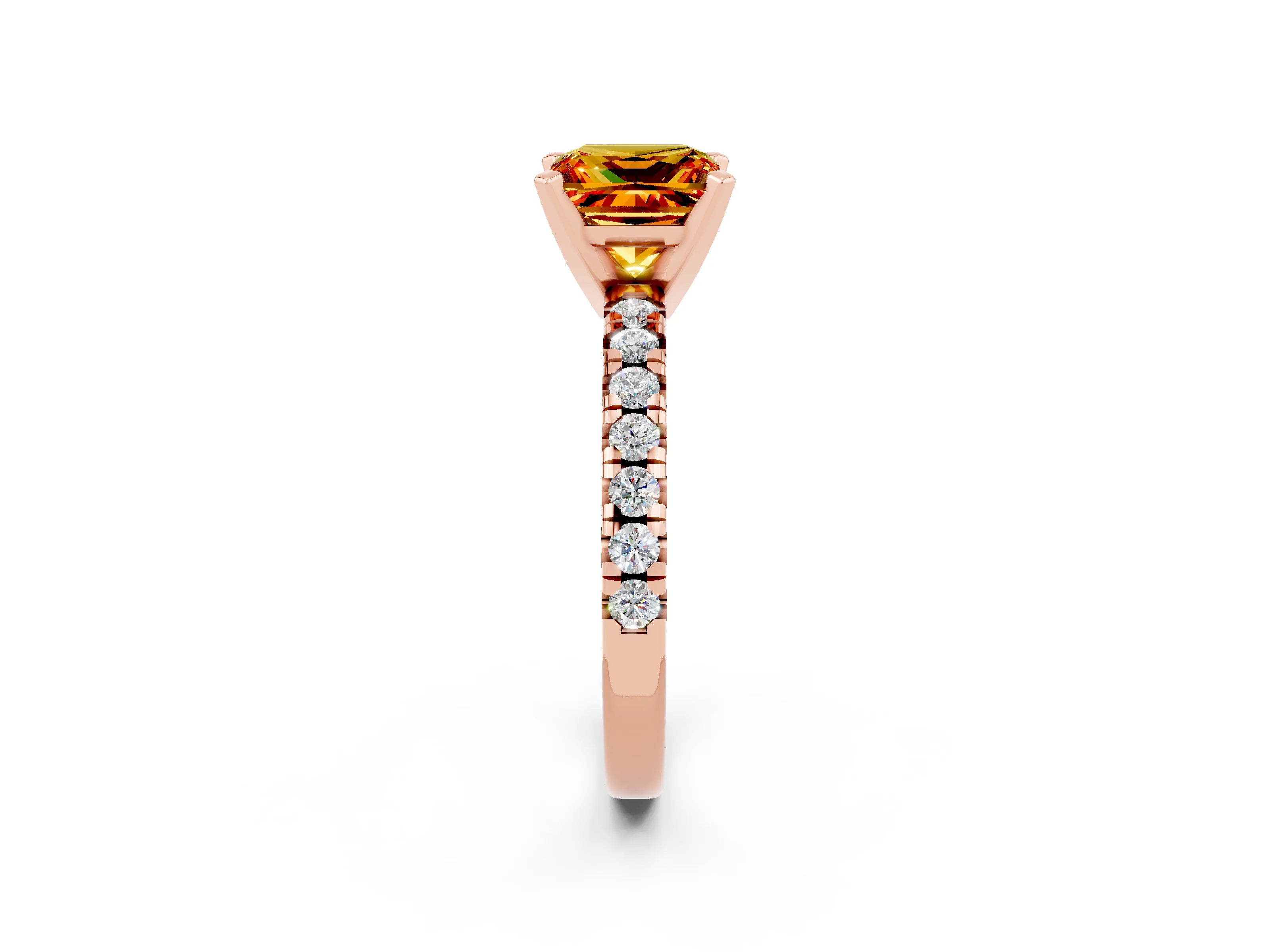 Rose gold Princess Cut Solitaire Pave Diamond Engagement Ring with Four-Prong Setting_2
