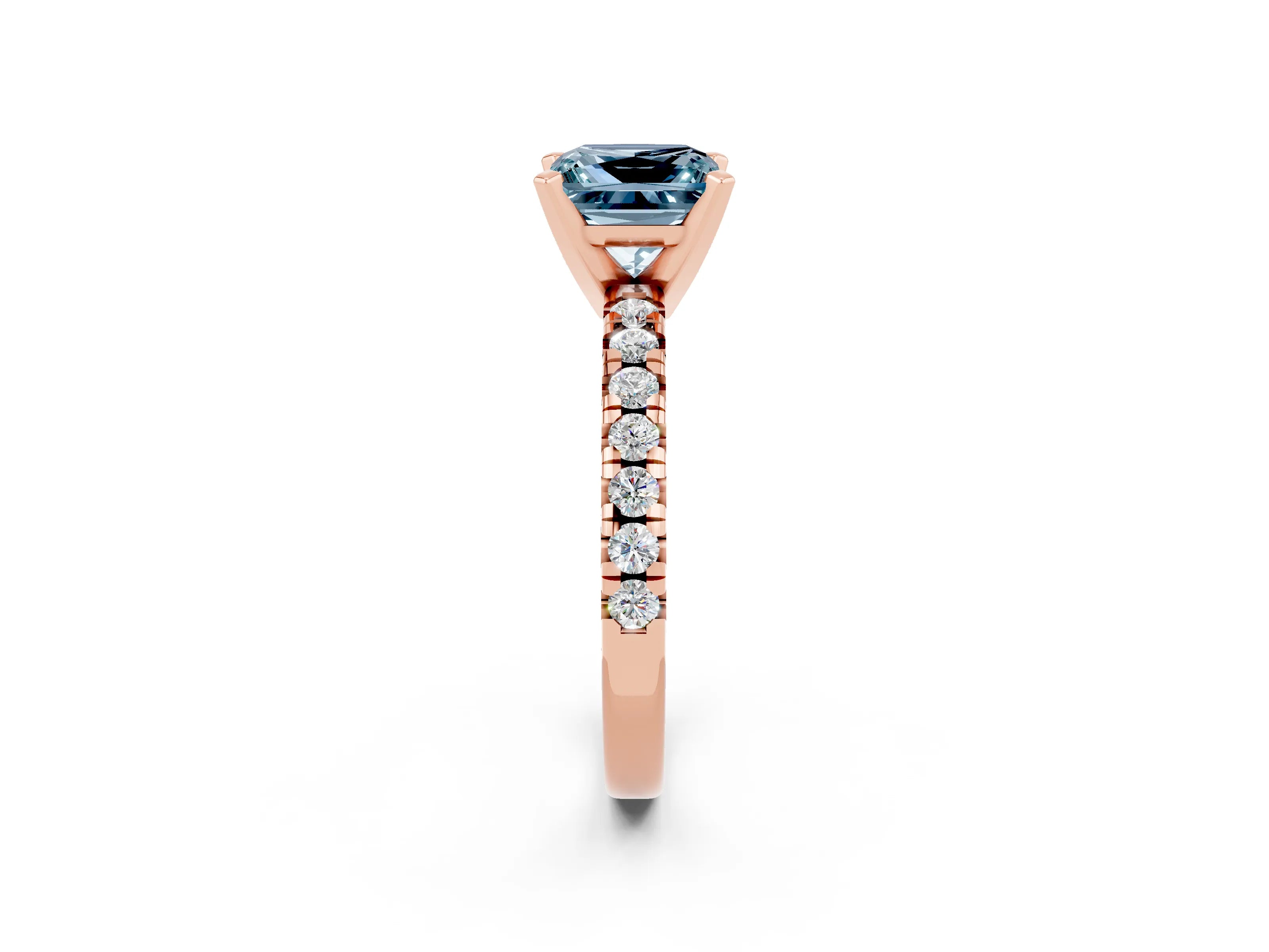 Rose gold Princess Cut Solitaire Pave Diamond Engagement Ring with Four-Prong Setting_2