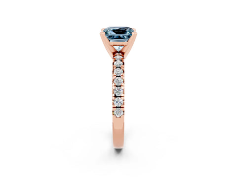 Rose gold Princess Cut Solitaire Pave Diamond Engagement Ring with Four-Prong Setting_2