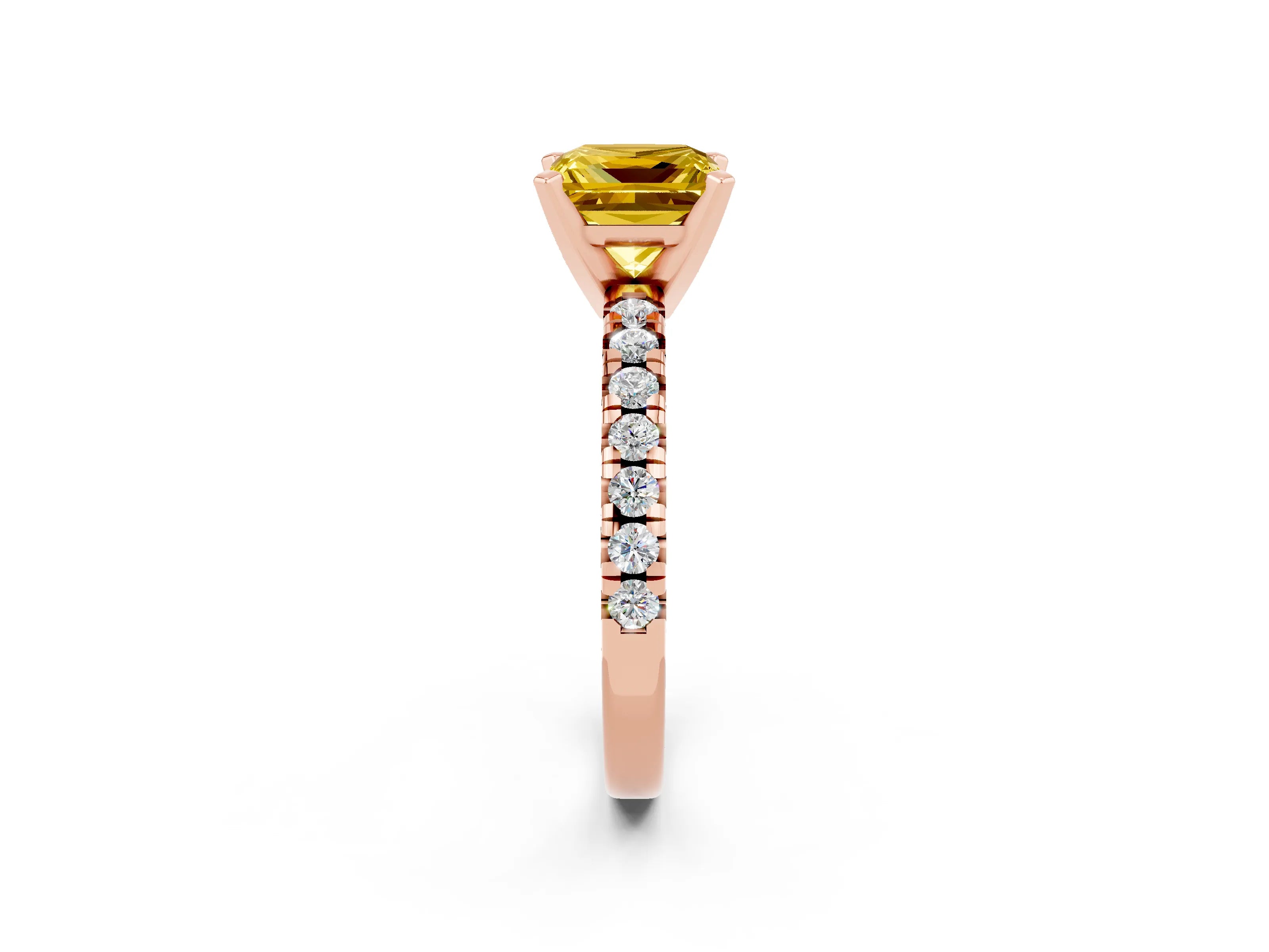 Rose gold Princess Cut Solitaire Pave Diamond Engagement Ring with Four-Prong Setting_2
