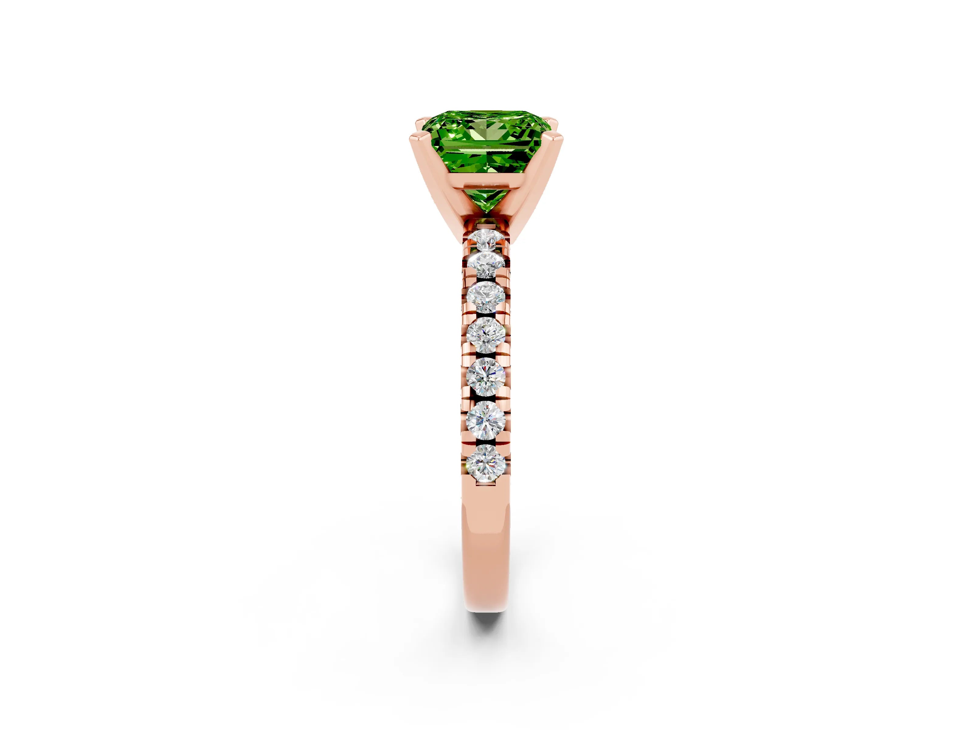 Rose gold Princess Cut Solitaire Pave Diamond Engagement Ring with Four-Prong Setting_2
