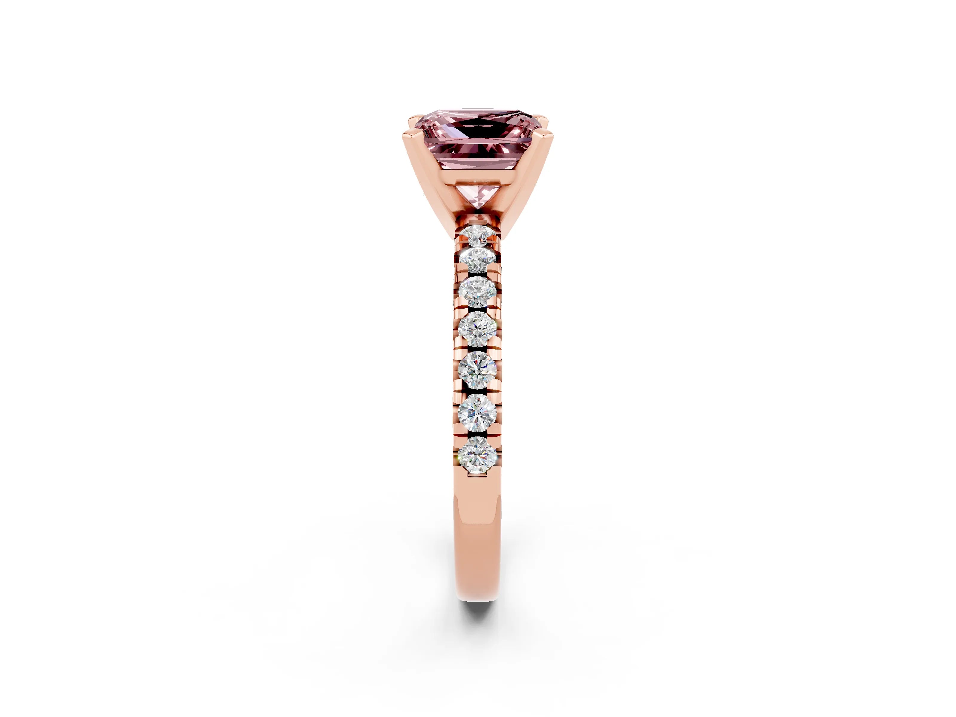 Rose gold Princess Cut Solitaire Pave Diamond Engagement Ring with Four-Prong Setting_2