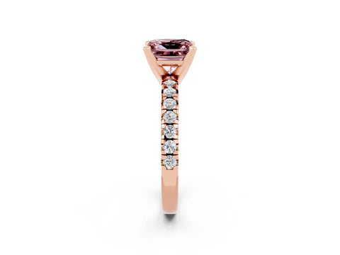 Rose gold Princess Cut Solitaire Pave Diamond Engagement Ring with Four-Prong Setting_2