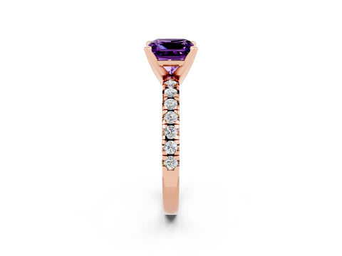 Rose gold Princess Cut Solitaire Pave Diamond Engagement Ring with Four-Prong Setting_2