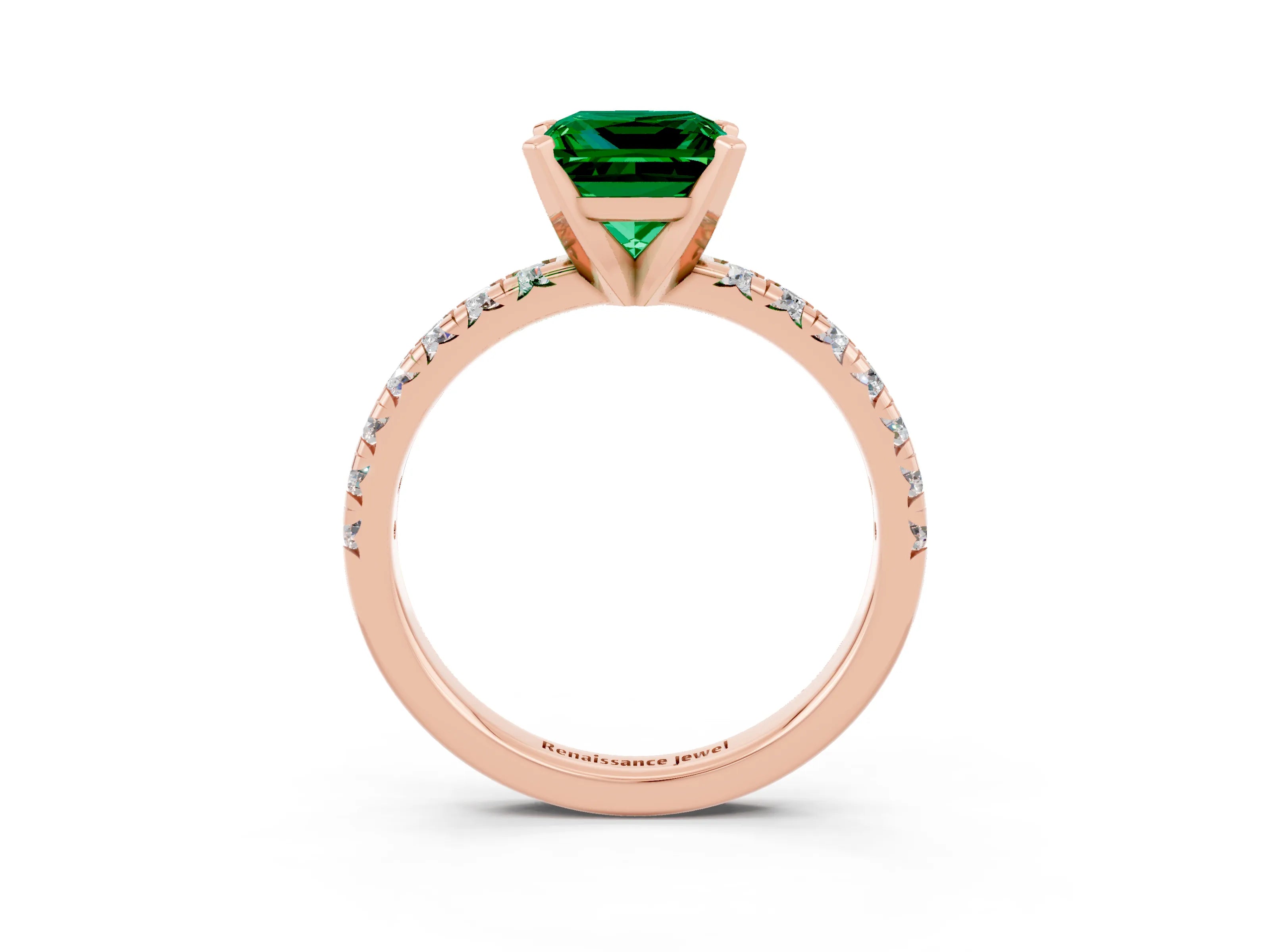 Rose gold Princess Cut Solitaire Pave Diamond Engagement Ring with Four-Prong Setting_3