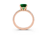 Rose gold Princess Cut Solitaire Pave Diamond Engagement Ring with Four-Prong Setting_3