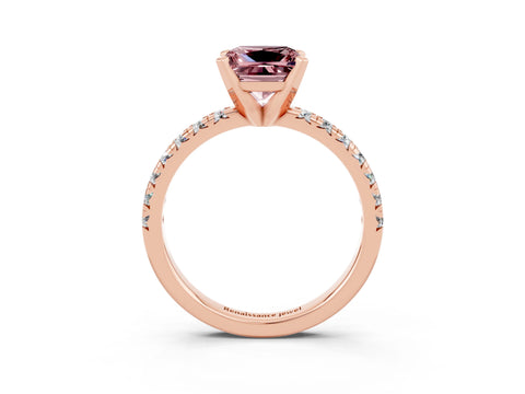 Rose gold Princess Cut Solitaire Pave Diamond Engagement Ring with Four-Prong Setting_3
