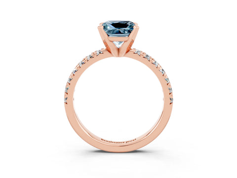 Rose gold Princess Cut Solitaire Pave Diamond Engagement Ring with Four-Prong Setting_3