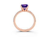 Rose gold Princess Cut Solitaire Pave Diamond Engagement Ring with Four-Prong Setting_3