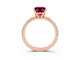 Rose gold Princess Cut Solitaire Pave Diamond Engagement Ring with Four-Prong Setting_3