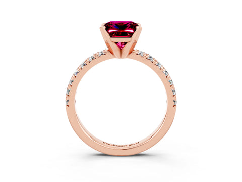Rose gold Princess Cut Solitaire Pave Diamond Engagement Ring with Four-Prong Setting_3