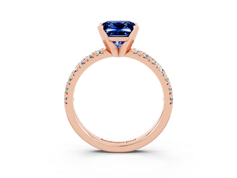 Rose gold Princess Cut Solitaire Pave Diamond Engagement Ring with Four-Prong Setting_3