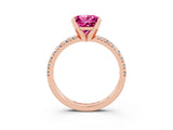Rose gold Princess Cut Solitaire Pave Diamond Engagement Ring with Four-Prong Setting_3