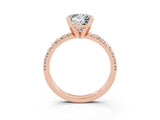 Rose gold Princess Cut Solitaire Pave Diamond Engagement Ring with Four-Prong Setting_3
