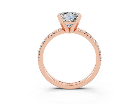 Rose gold Princess Cut Solitaire Pave Diamond Engagement Ring with Four-Prong Setting_3