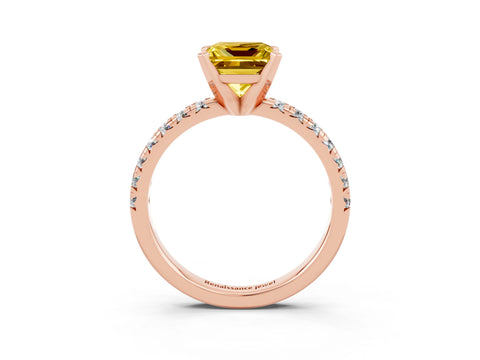 Rose gold Princess Cut Solitaire Pave Diamond Engagement Ring with Four-Prong Setting_3