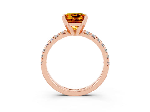 Rose gold Princess Cut Solitaire Pave Diamond Engagement Ring with Four-Prong Setting_3