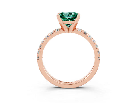 Rose gold Princess Cut Solitaire Pave Diamond Engagement Ring with Four-Prong Setting_3