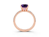 Rose gold Princess Cut Solitaire Pave Diamond Engagement Ring with Four-Prong Setting_3