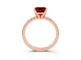 Rose gold Princess Cut Solitaire Pave Diamond Engagement Ring with Four-Prong Setting_3